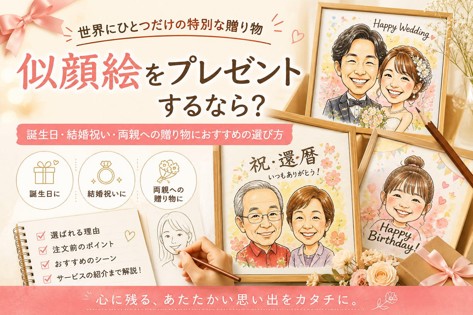 誕生日・結婚祝い・両親へのプレゼントにおすすめの似顔絵ギフト
